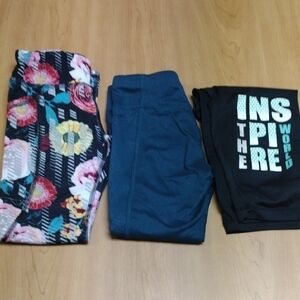 All in Motion Kids Leggings Set - Floral, Blue, and Black